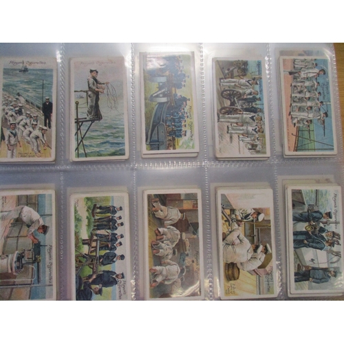 38 - Collection in album with complete sets including Ogdens Royal Mail, Smugglers and Smuggling, Players... 