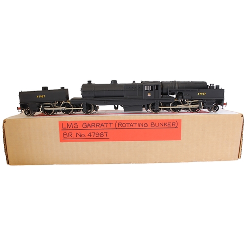 414 - OO gauge kit built Beyer-Garratt 2-6-6-2 LMS 47987 black rotating bunker locomotive, near mint in ex... 