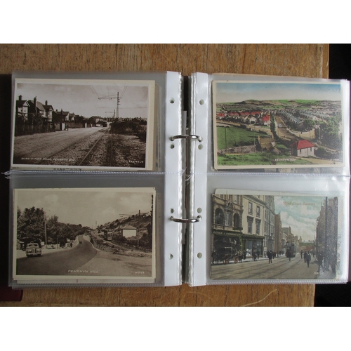 90 - Misc. coln. of vintage and modern cards in 27 small albums and shoe box. Mostly railway themed but s... 