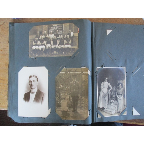 96 - Misc. coln. in old album and loose. General views, greetings, children, family portraits incl. milit... 