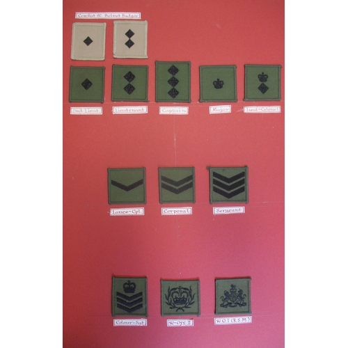 169 - Royal Marines shoulder rank badge collection mounted on 6 boards including metal General to Brigadie... 