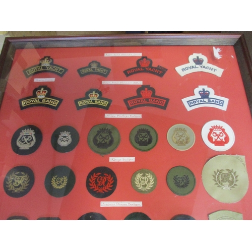 170 - Royal Marines bullion, embroided and printed insignia collection in 3 large frames including Royal Y... 