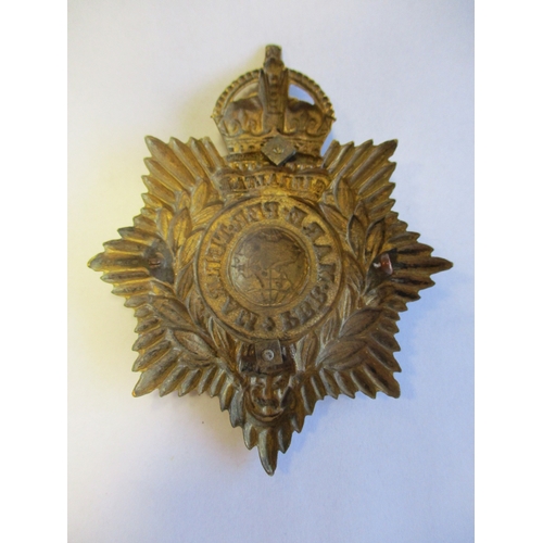 176 - Royal Marine Light Infantry Portsmouth Division KC OR's 1905 pattern brass helmet plate, silvered fe... 