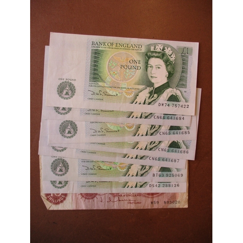 235 - Range with Page £20 fair, Somerset £10 AX21 uncirculated, £5 JZ71 extremely fine, £1 CS30 uncirculat... 