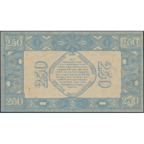 292 - Netherlands. Zilverbon 1938 2.5 gulden blue and yellow proof in unissued design without signatures a... 