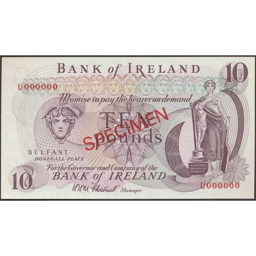 296 - Northern Ireland. Bank of Ireland 1972 £10 Chestnutt U000000 overprinted 