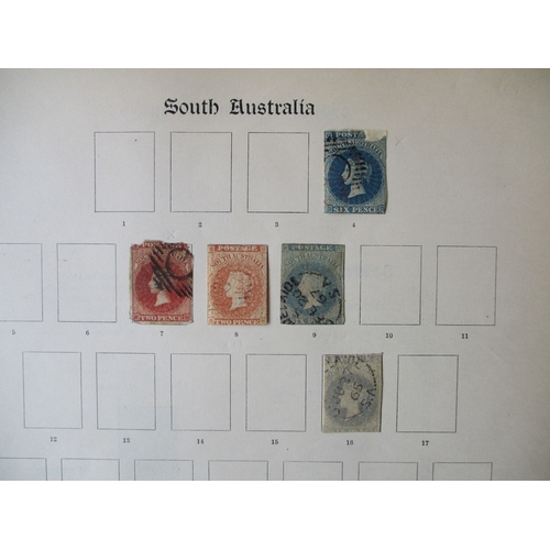 124 - Australian States. Early M/U coln on album leaves, with various NSW, Queensland, SA, Tasmania, WA cl... 