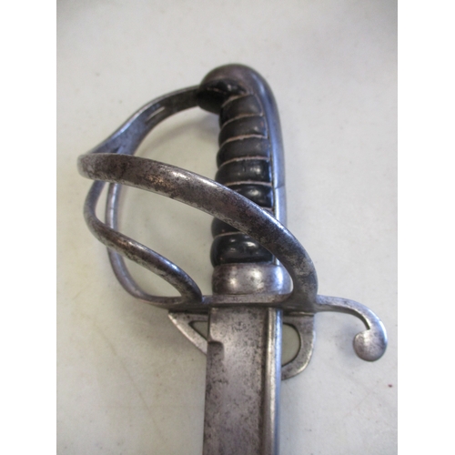 103A - 1821 Pattern light cavalry trooper's sword, pipeback blade, guard has been modified with hinged fold... 