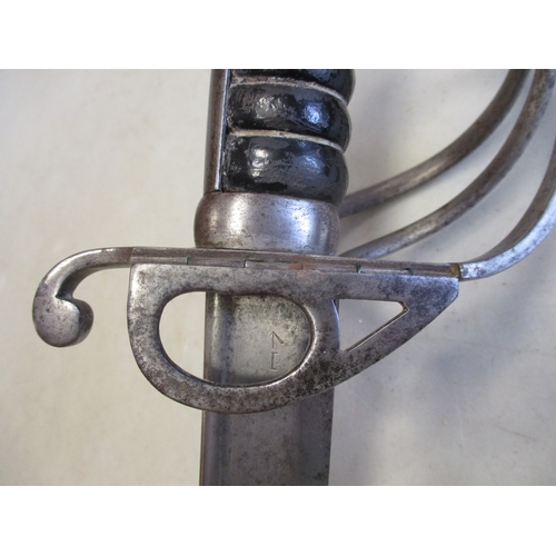 103A - 1821 Pattern light cavalry trooper's sword, pipeback blade, guard has been modified with hinged fold... 