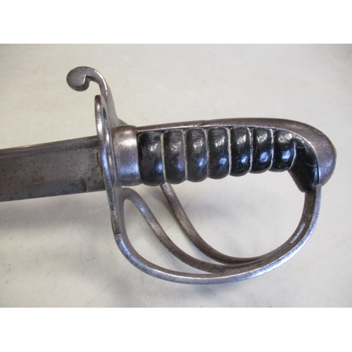 103A - 1821 Pattern light cavalry trooper's sword, pipeback blade, guard has been modified with hinged fold... 