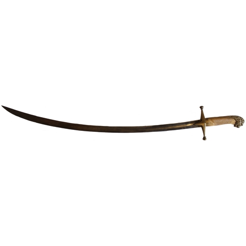 108 - George III pre-regulation Bandsman's sword, 68cm curved blade, single fuller to 19cm from tip, brass... 