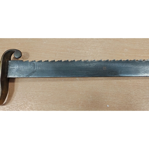 114 - 1856 Pattern Pioneer's sawback sword, light pitting/edging and discoloration to blade otherwise fine... 