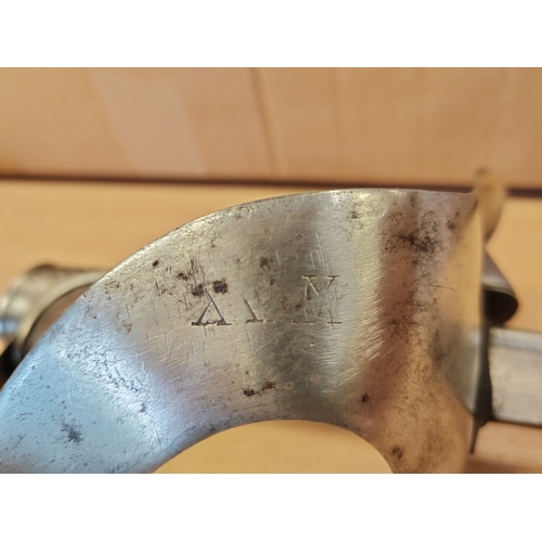 139 - 1871/1909 Italian cavalry troopers sword and scabbard with pitting,  edging and knicks along length ... 