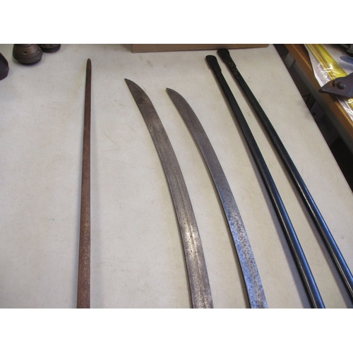 150 - Range of reproduction swords including Third Reich Army officer's swords & scabbards (2), medieval r... 