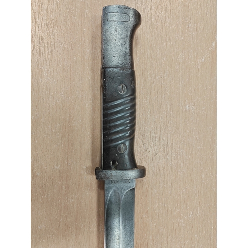 153 - Bayonets with:
1.WW2 German K98 1939 Bayonet with matching numbered scabbard, ricasso marked P.Weyer... 