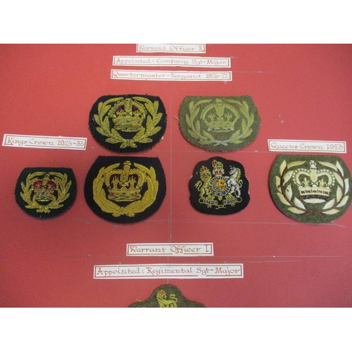 166 - Royal Marines collection of insignia mounted on 6 large cards in carrying case including officer's f... 