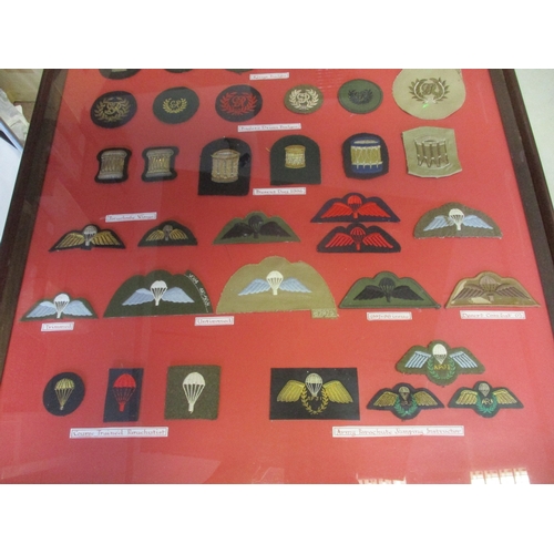 170 - Royal Marines bullion, embroided and printed insignia collection in 3 large frames including Royal Y... 