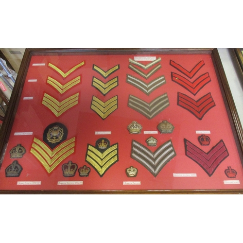 170 - Royal Marines bullion, embroided and printed insignia collection in 3 large frames including Royal Y... 