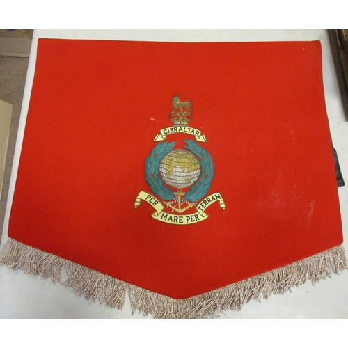 170 - Royal Marines bullion, embroided and printed insignia collection in 3 large frames including Royal Y... 