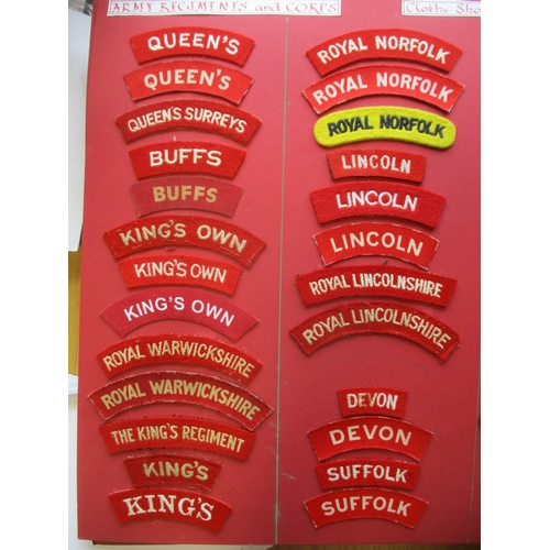 183 - Infantry cloth shoulder title collection mounted on 4 boards with double sided tape. Mainly embroide... 