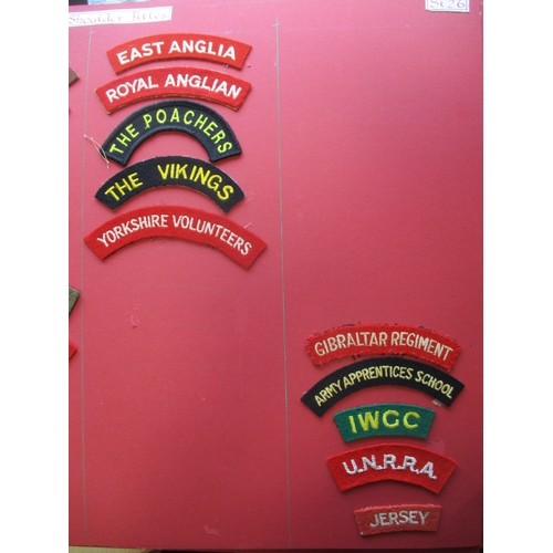 183 - Infantry cloth shoulder title collection mounted on 4 boards with double sided tape. Mainly embroide... 