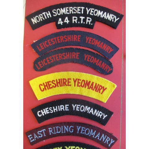 185 - Mainly Yeomanry cloth shoulder title collection attached to card by double sided tape including:
1. ... 