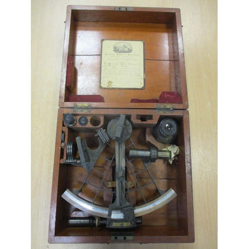 211 - Pre 1904 sextant No 1623 marked C.E. Jones in wooden carrying box of issue. Inside of lid with Natio... 