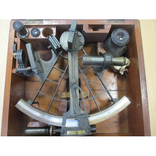 211 - Pre 1904 sextant No 1623 marked C.E. Jones in wooden carrying box of issue. Inside of lid with Natio... 