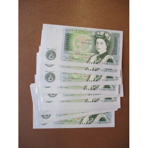 235 - Range with Page £20 fair, Somerset £10 AX21 uncirculated, £5 JZ71 extremely fine, £1 CS30 uncirculat... 