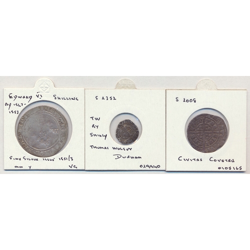 378 - Hammered range with Edward IV groat mintmark rose fine, Henry VIII penny mintmark trefoil fine and E... 