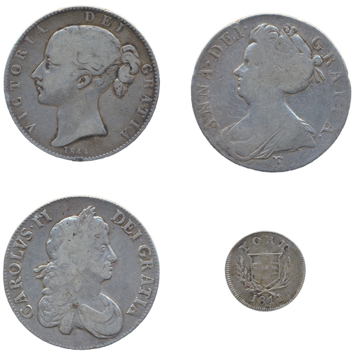 381 - Milled range fair/fine with crowns 1667, 1707E, 1844 cinquefoil stops and 1811 York Cattle and Barbe... 