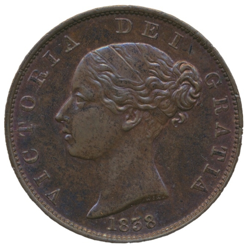 384 - Range of copper half pennies with 1838, 1853, 1858 uncirculated, 1826 and 1837 nearly extremely fine... 