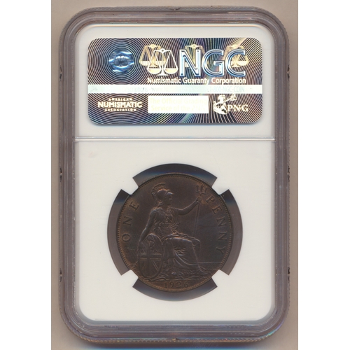 392 - Collection of pennies in plastic holders with NGC 1922 MS63BN, 1926 MS63BN, 1927 MS65BN, 1928 MS64+R... 