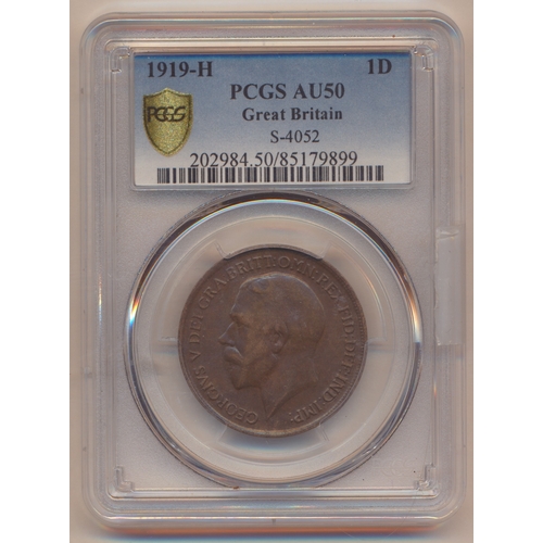 393 - George V and George VI pennies in plastic holders with NGC 1911 MS64RB, 1912 MS65RB, 1930 MS65RB, 19... 