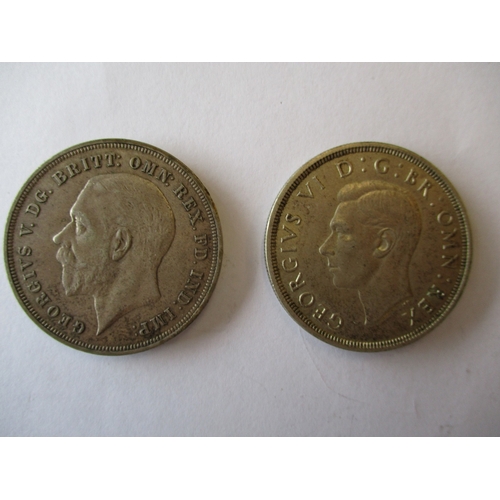 398 - Milled collection with crowns 1935 (2) and 1937 extremely fine, double florin 1887 fine, sixpence 18... 