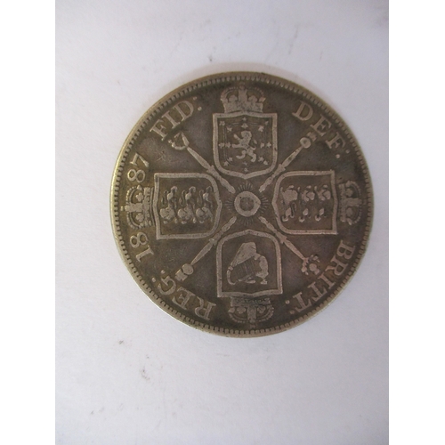 398 - Milled collection with crowns 1935 (2) and 1937 extremely fine, double florin 1887 fine, sixpence 18... 