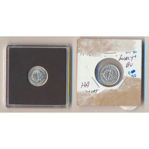 411 - Range of silver threepences with 1933, 1934, 1935, 1939, 1942, 1943, 1944 uncirculated, 1917, 1934 e... 