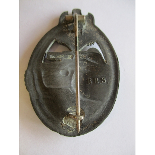 77 - Third Reich. Tank Assault Badge in silver by Rudolf Richter, Schlag, R.R.S. to reverse in raised let... 