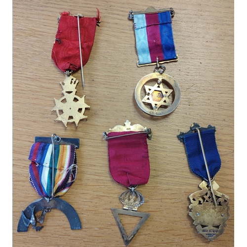 87 - Range of various Masonic Order Founder Jewels all silver hallmarked except Barnard Chapter which is ... 