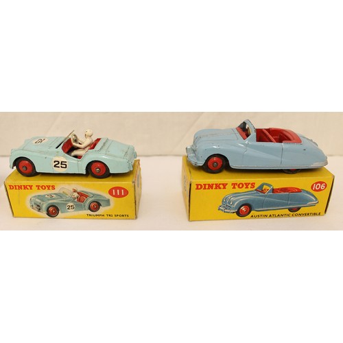 231 - Dinky. Collection including Austin Atlantic Convertible No 106, Connaught Racing Car No 236, Cunning... 