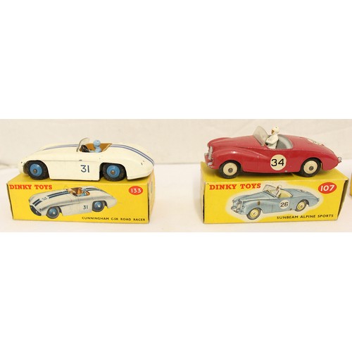 231 - Dinky. Collection including Austin Atlantic Convertible No 106, Connaught Racing Car No 236, Cunning... 