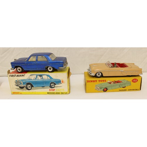 232 - Dinky. Collection including Austin Saloon No 160, Bentley No 194, Bristol Sports Coupe No 163,  Pull... 