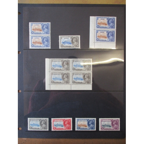 129 - Seln of 1935 Silver Jubilee pairs and singles, comprising Jamaica 1½d showing variety 'short extra f... 