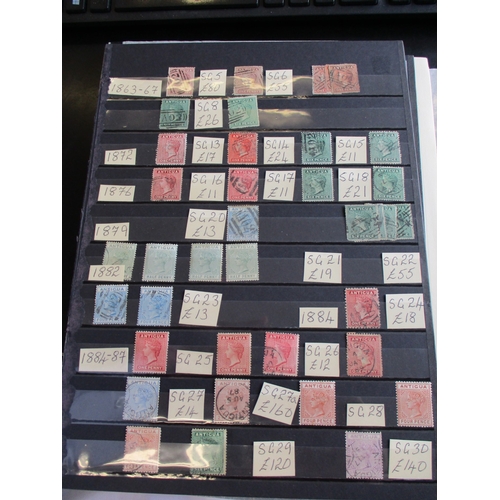 137 - Antigua. QV-QEII M/U accumulation on stockpages and album leaves. QV M/U range to 1/- U, KGVI incl 1... 