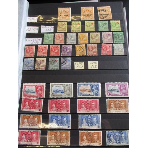 137 - Antigua. QV-QEII M/U accumulation on stockpages and album leaves. QV M/U range to 1/- U, KGVI incl 1... 