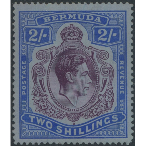 148 - Bermuda. 1938-53 2/- deep purple and ultramarine/grey blue, displaying variety 'Broken lower right s... 