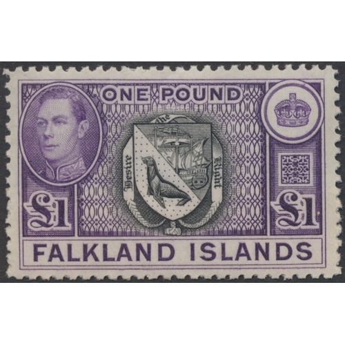 158 - Falkland Islands. M/U coln in SG Exeter album, incl 1878-9 1d claret M, 6d wing margin part o.g., an... 