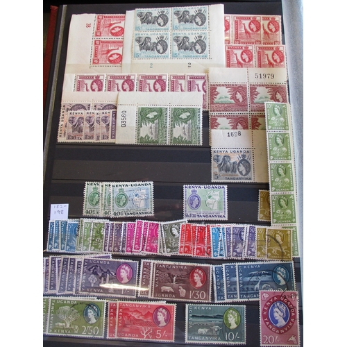 177 - Kenya, Uganda and Tanganyika. QV-early QEII M/U coln in stockbook, incl 1890-95 vals to 5r large par... 