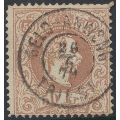 195 - Austria. M/U coln from 1850 to 1978 in 2 SG Davo albums, incl 1850 vals to 9k U, 1863 vals to 15k U,... 