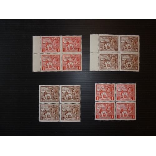 281 - 1924 & 1925 Wembley Empire Exhibition pairs in blocks of 4 UM. 1924 set is left-hand marginal, 1925 ... 